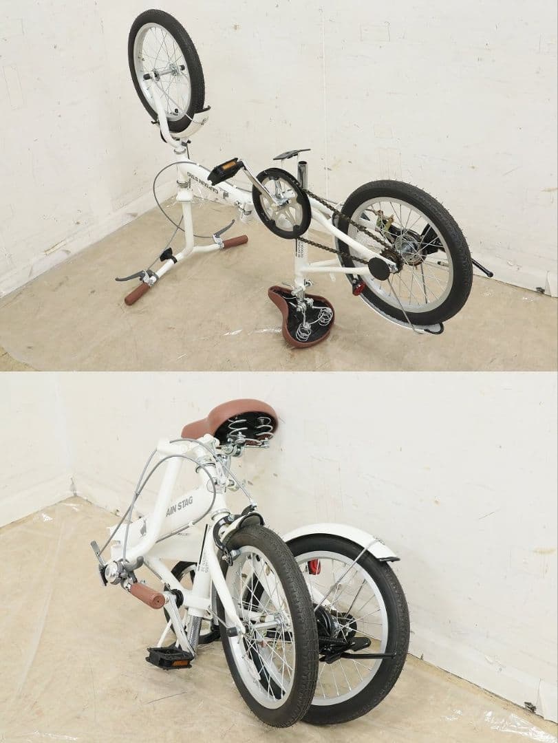 未使用保管品！CAPTAIN STAG 16インチ折り畳み自転車・ホワイト