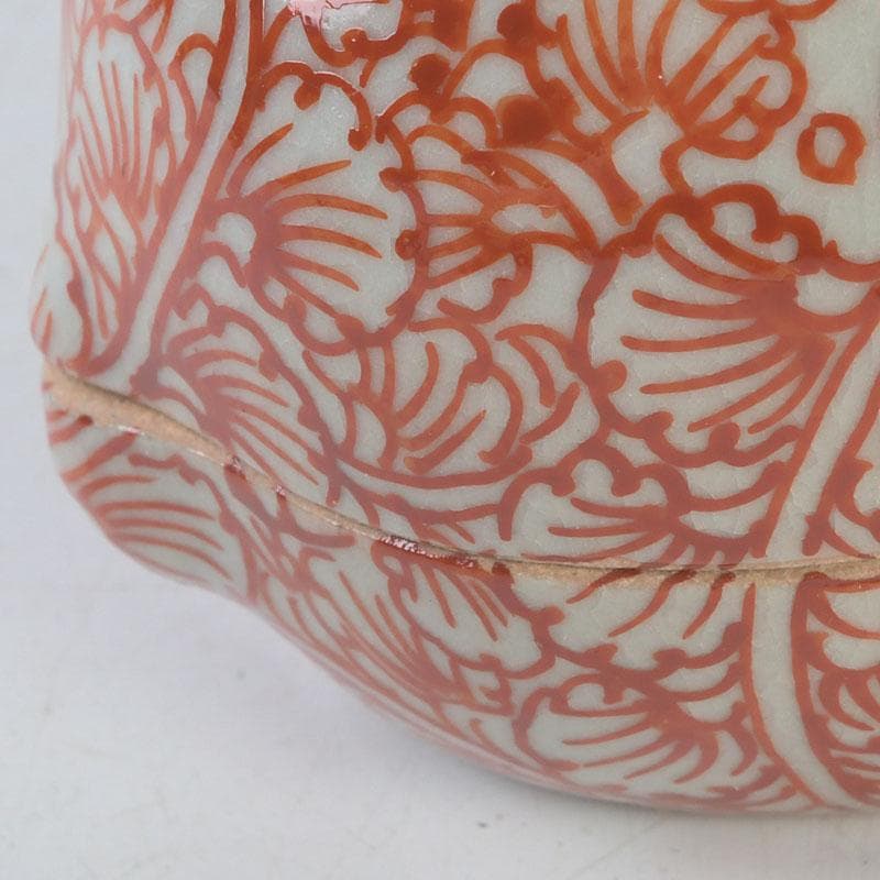 ニコニコ　茶道具　萬古焼　加賀瑞山造　赤絵卯香合　共箱　V　9753