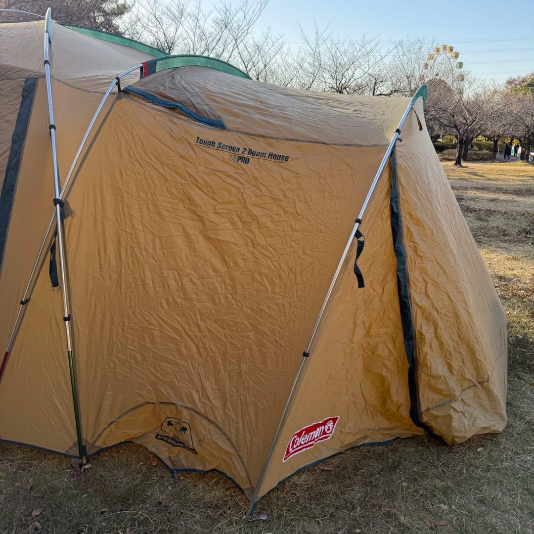 美品コールマン タフスクリーン2ルームハウス インナーマット、グランドシート付き