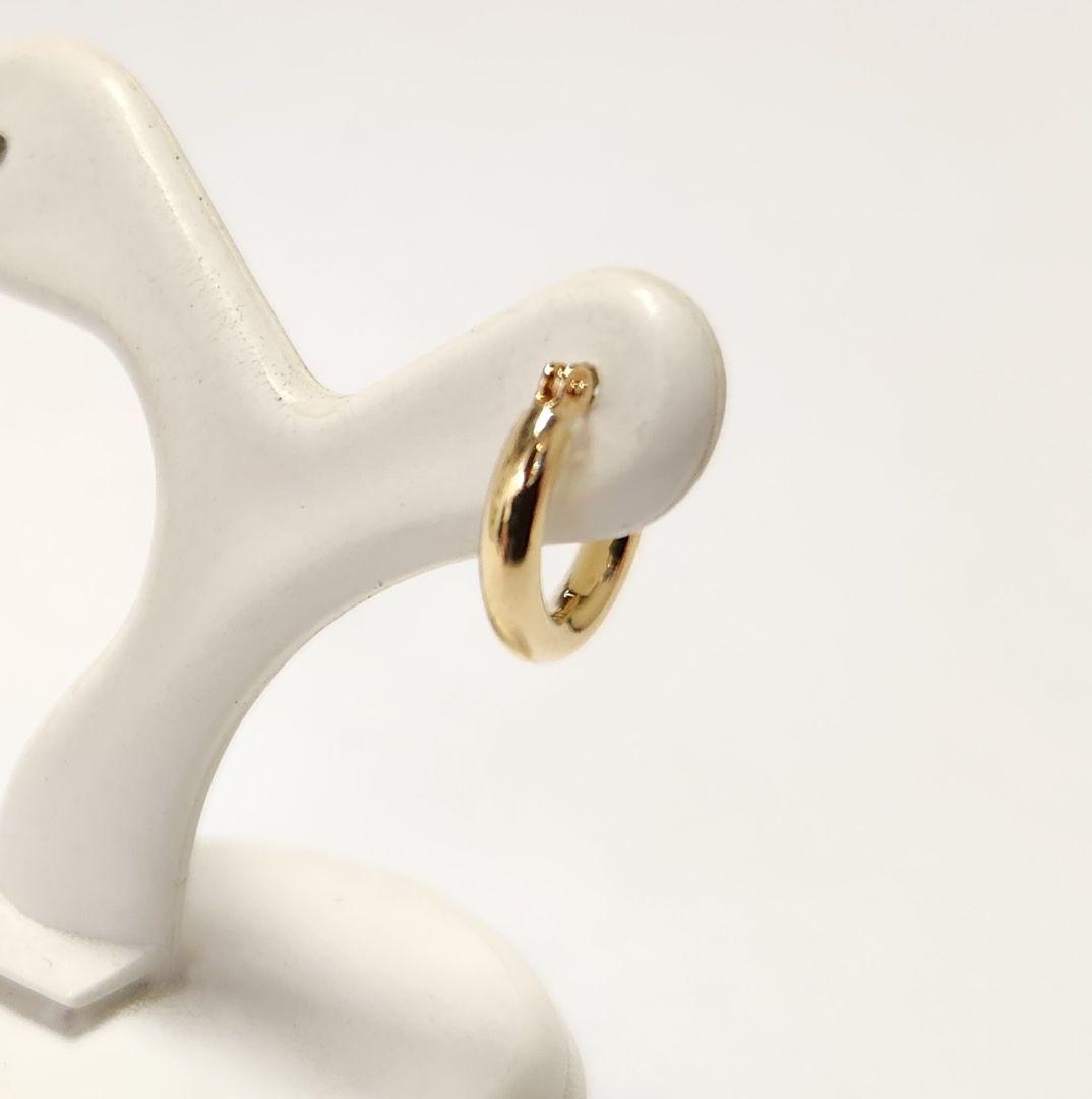 新品　K18シンプルフープピアス(リングピアス)　サイズ2mm×10mm　両耳分