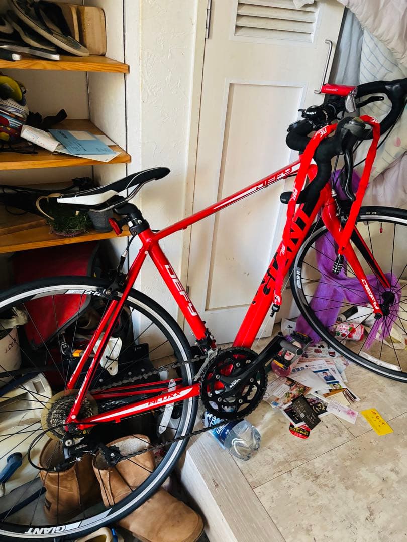 レッド アルミロードバイク 700C