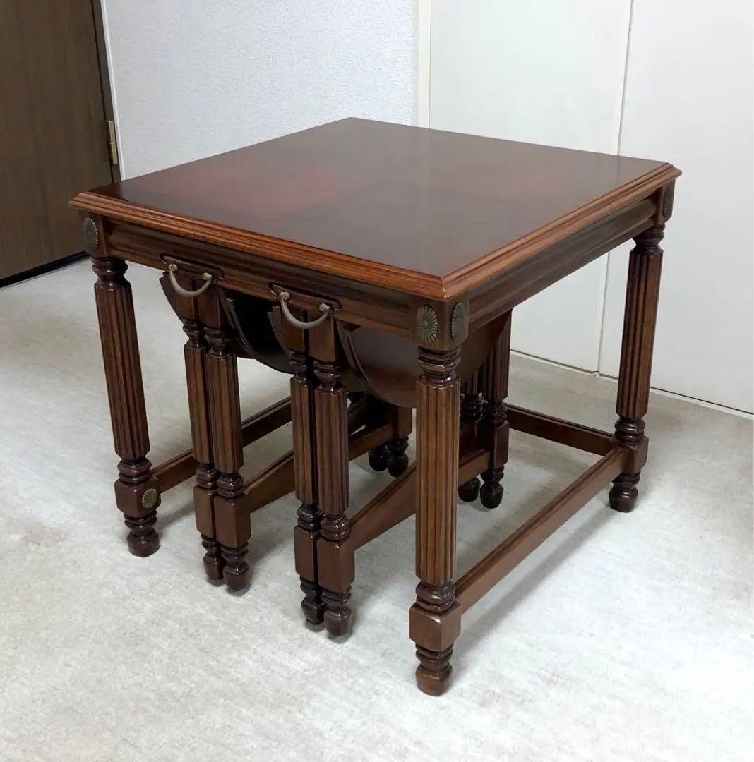 ネストテーブル　サイドテーブル　ドロップリーフ バタフライ　バラスターレッグ