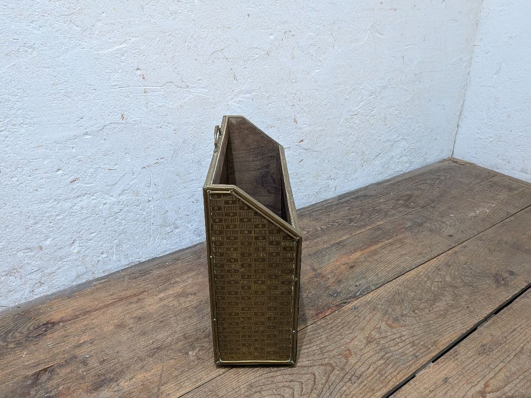 1129 イギリスアンティーク　マガジンラック　雑誌入れ　ケース　英国ビンテージ