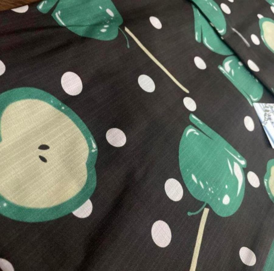 ◆ノー皺加工最高級カルキュロ◆変わり織り涼しげ黒地青りんごアメ浴衣しわにならない