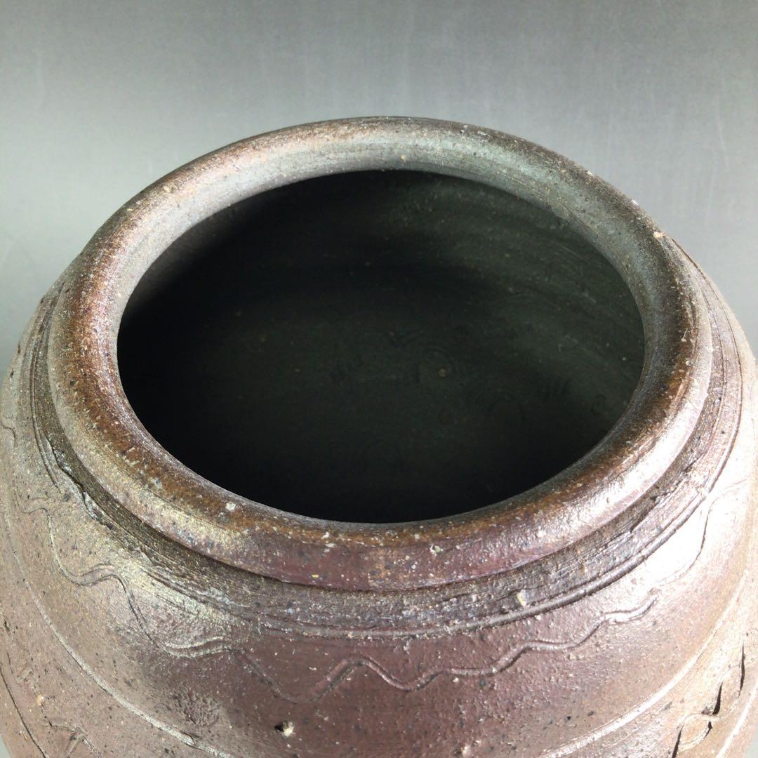 Ｒ５０３　水指　『萬古焼』『堀野証嗣造』『赤絵蓋』『替蓋付』『南蛮水指』　共箱