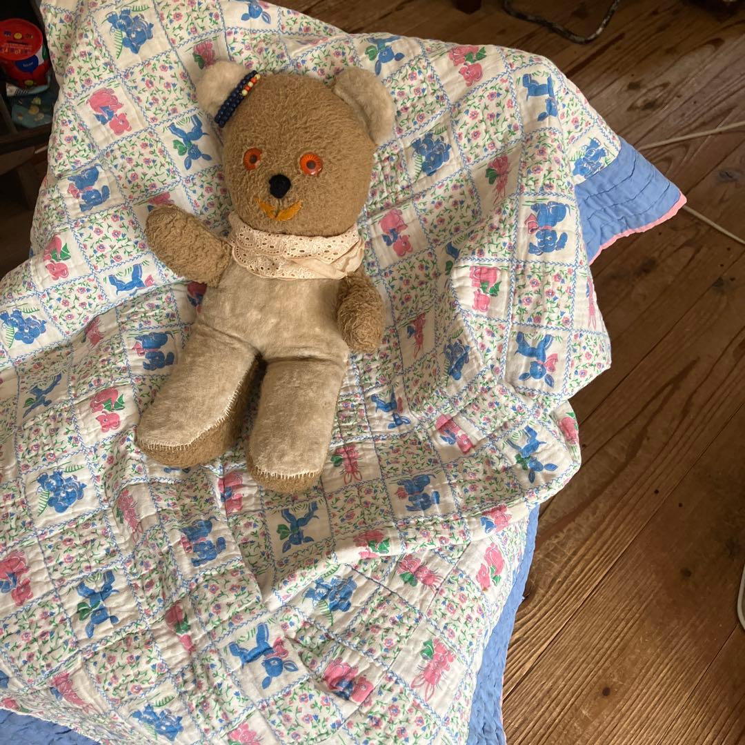 ビンテージフィードサックアニマルUSA99×124 ハンドステッチ ベビーキルト