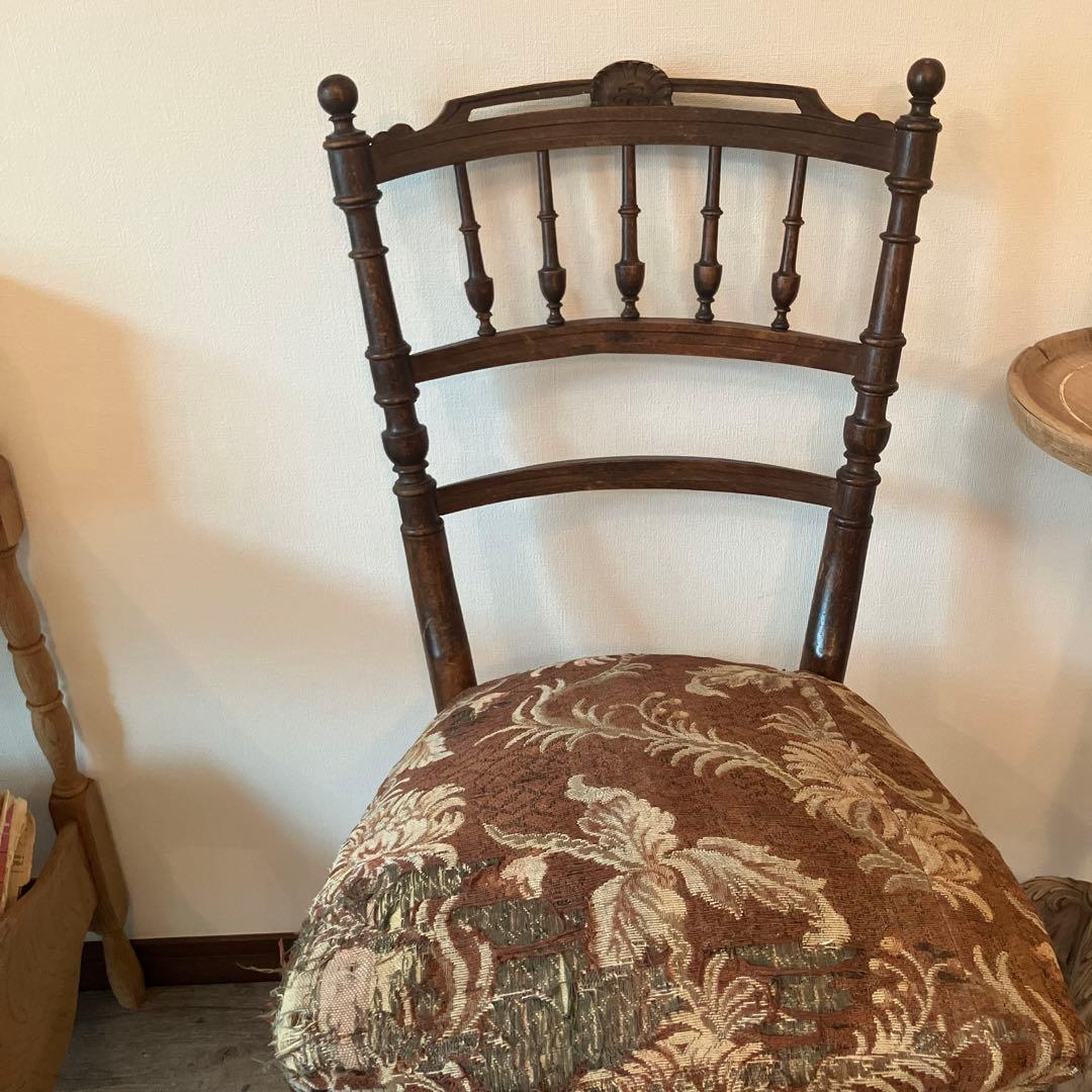 フランスアンティーク木製チェア 花柄