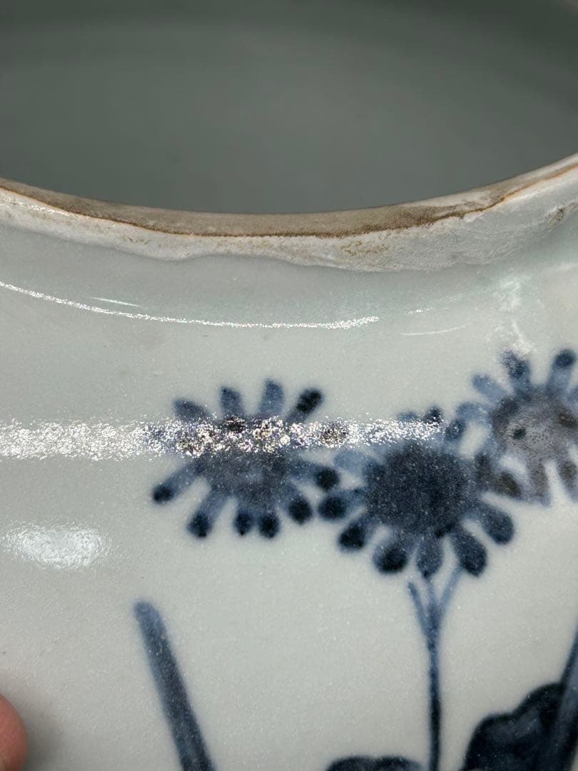 古伊万里　染付　秋草紋大壺　送料込み1114