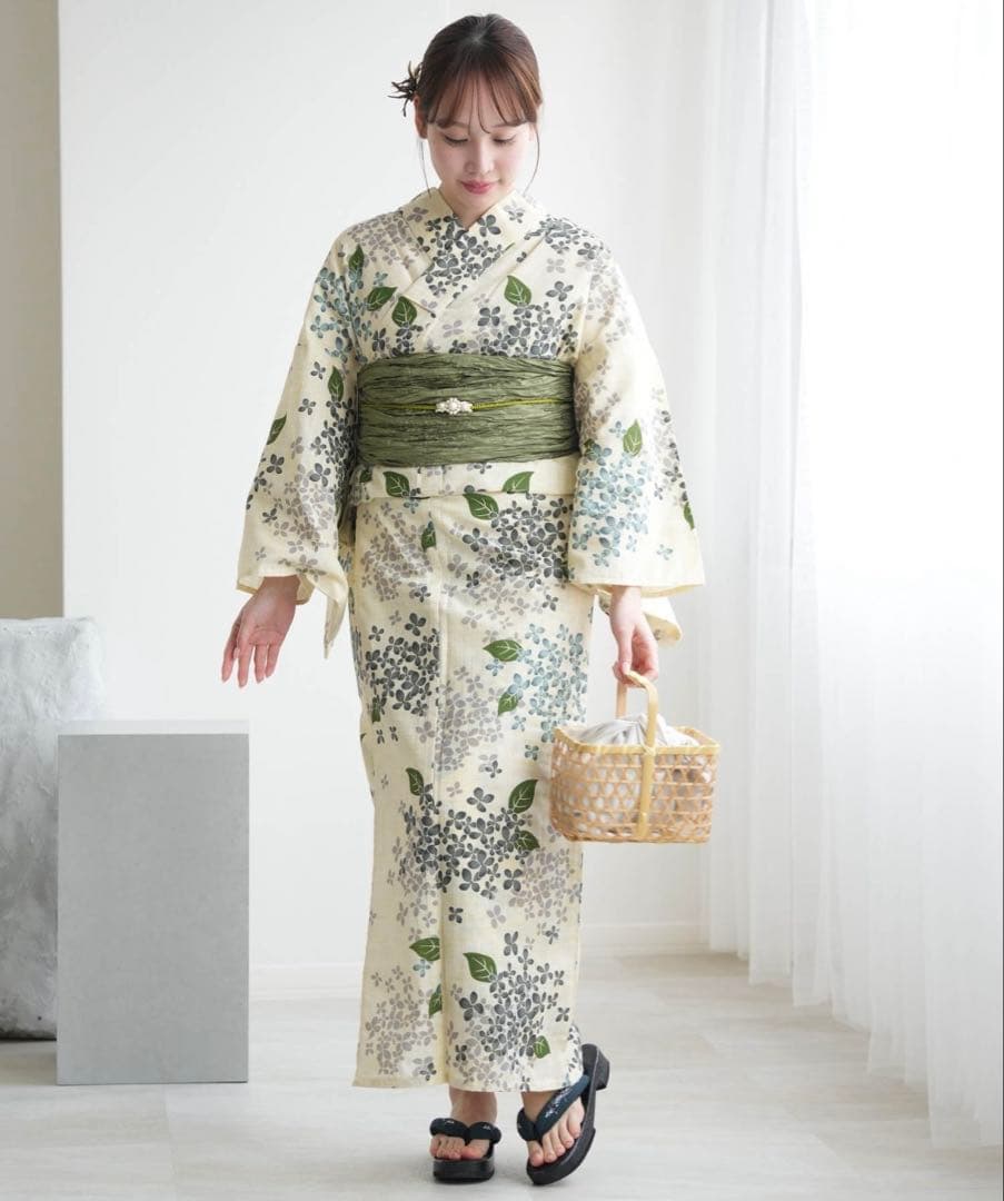 utatane 浴衣3点セット 花柄 あじさい