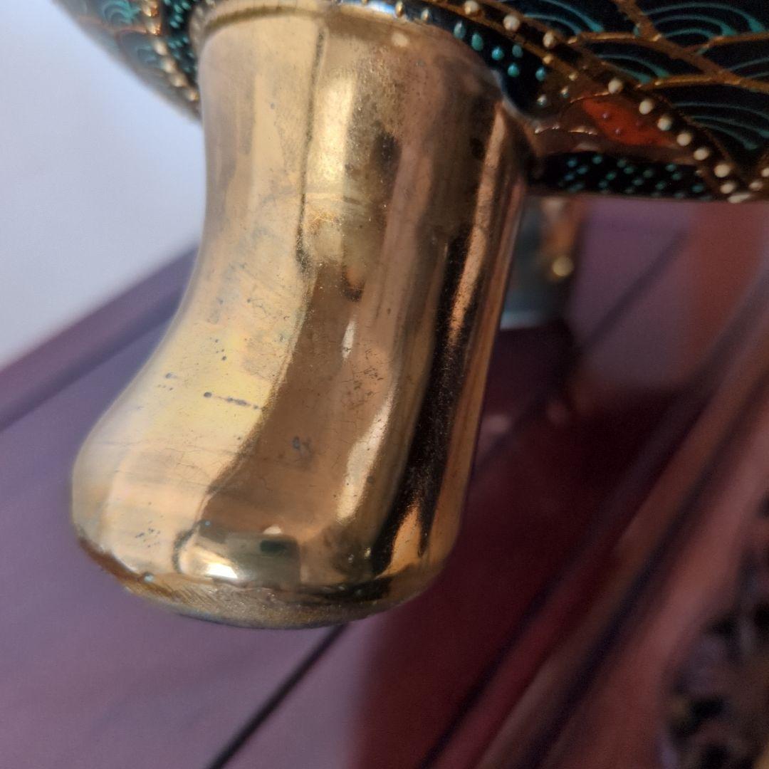 九谷焼 大香炉 三足 青粒 骨董 工芸品 古美術 アンティーク