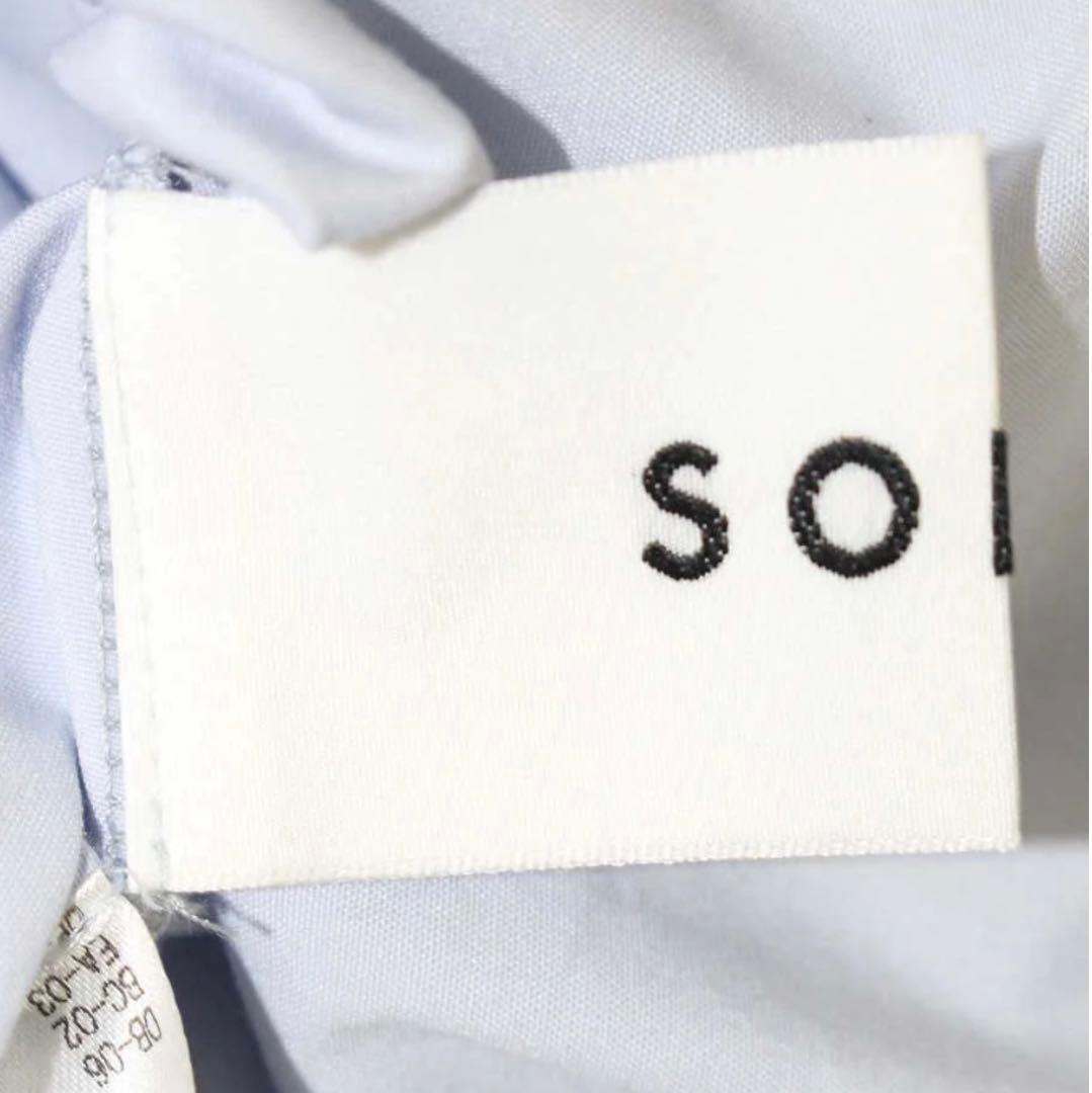 【美品】ソージュ バンドカラー ロングシャツ ワイド ライトブルー