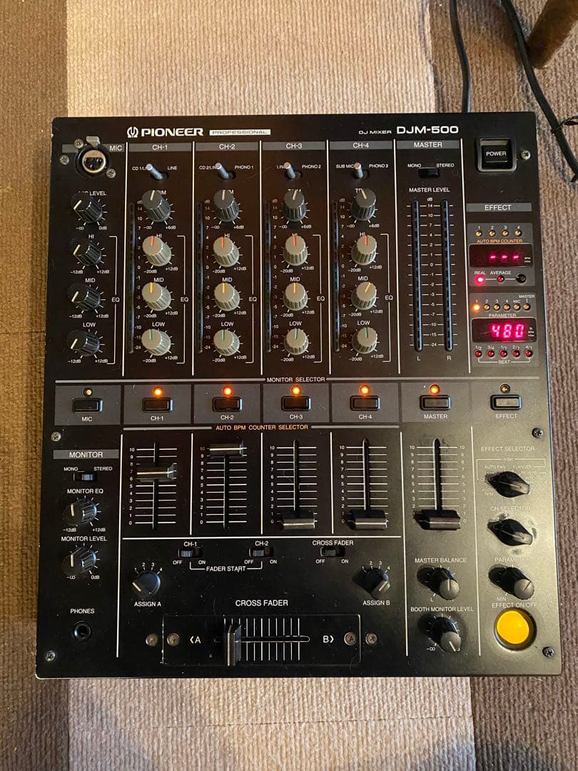 Pioneer DJM-500 DJミキサー 通電LINE出音のみ確認 ジャンク