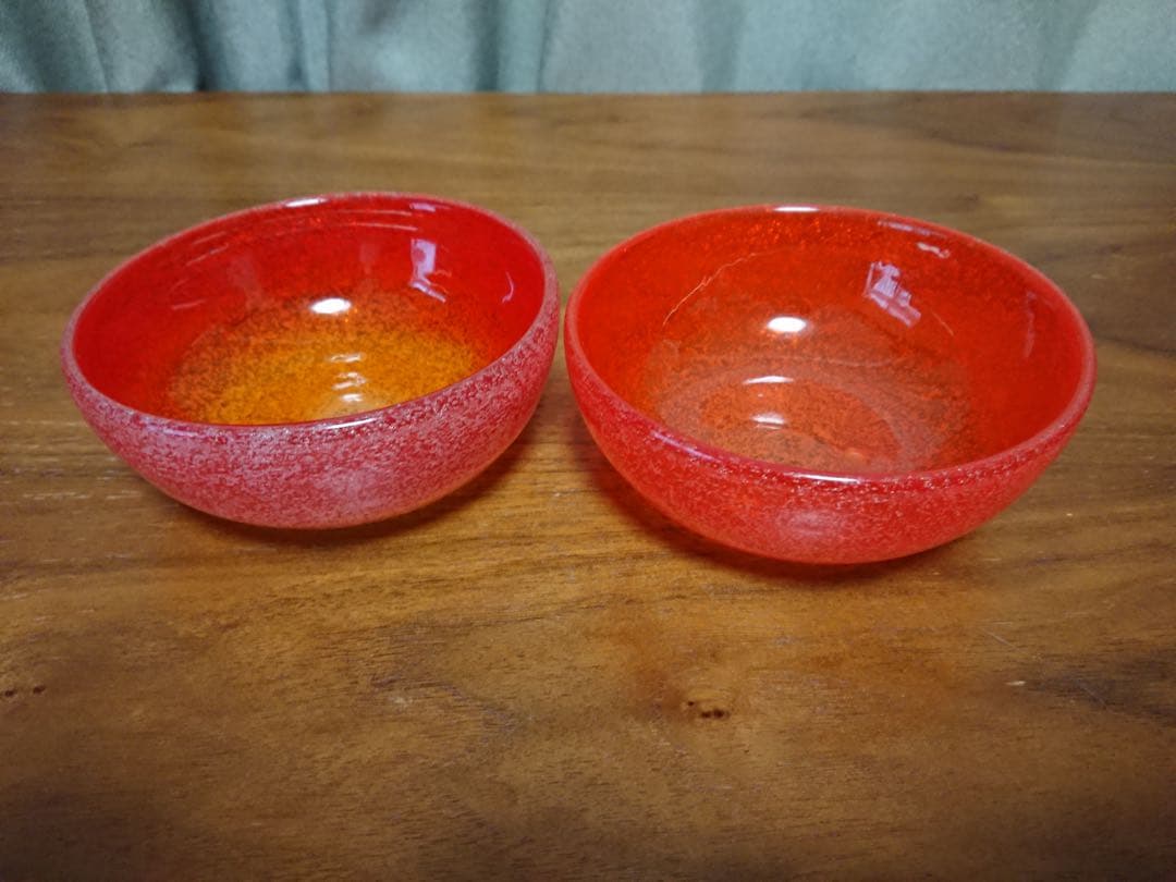✨新品未使用✨硝子工芸品 琉球ビードロ硝子 ボウル皿 ペアセット