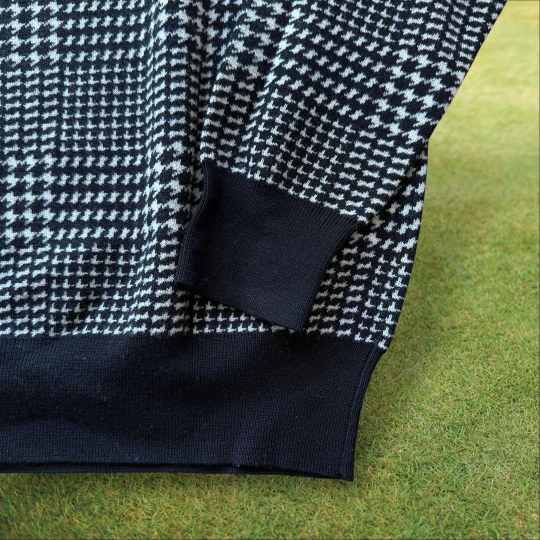 極美品　ウール100% パーリーゲイツ　ニット　M〜L相当　千鳥格子　黒　白　4