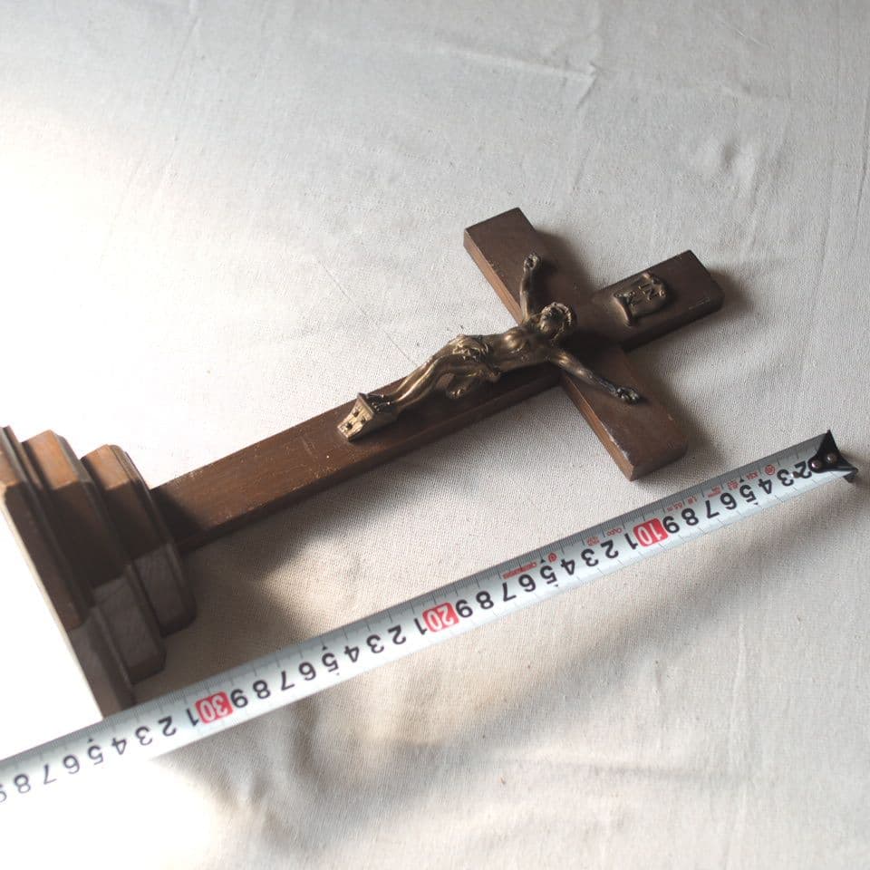 木製金属製十字架 イエス・キリスト像