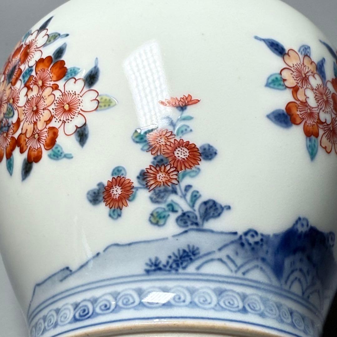 十二代　今泉今右衛門　色鍋島　桜文様花瓶　重要無形文化財指定　納箱付　人気図柄