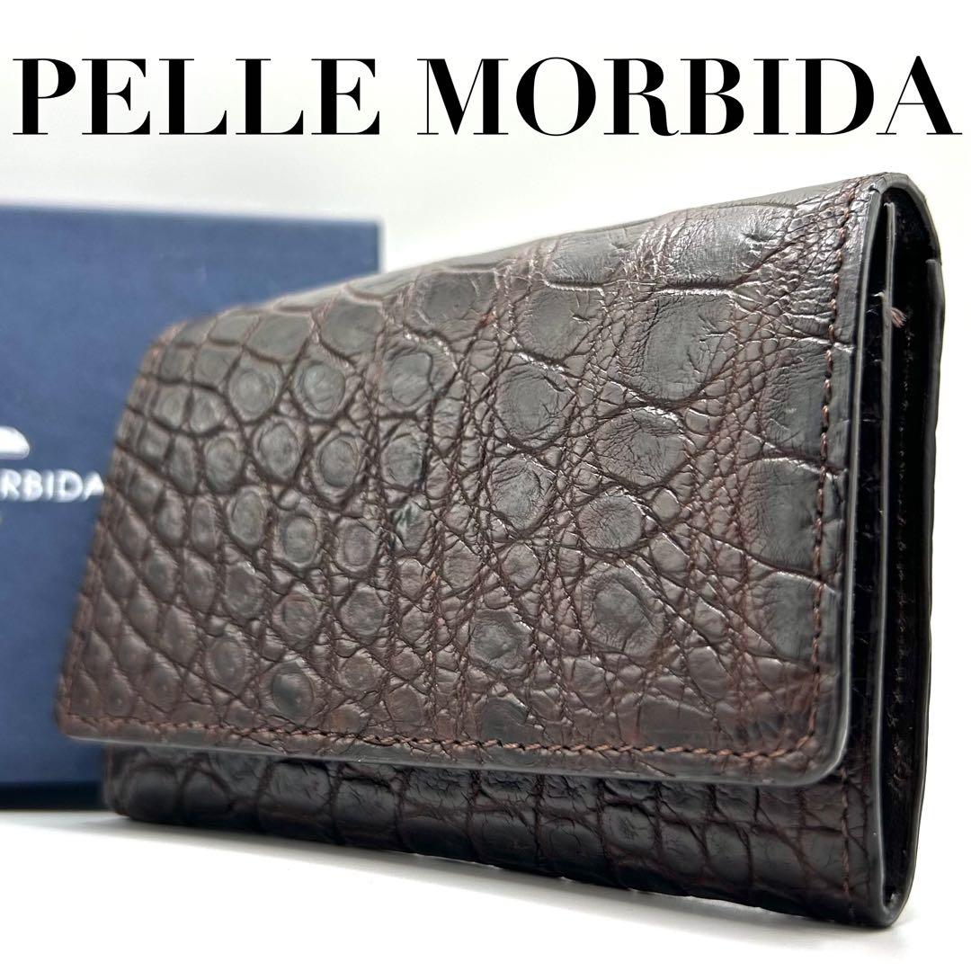 新品 未使用品✨ ペッレモルビダ　名刺入れ　クロコ型押し　リアルレザー