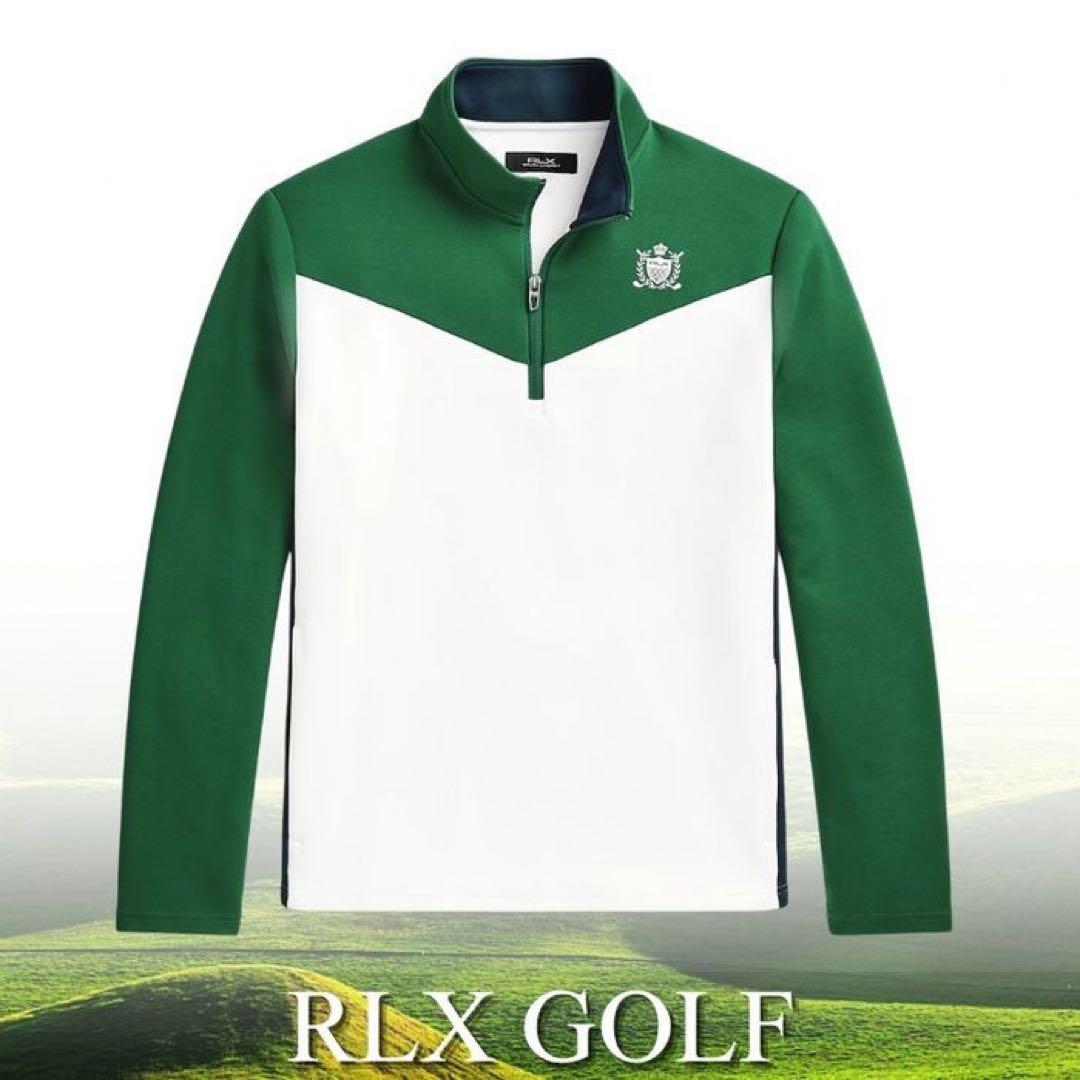 RLX ゴルフ ブロックダブルニット プルオーバー フルジップ ジャケット L