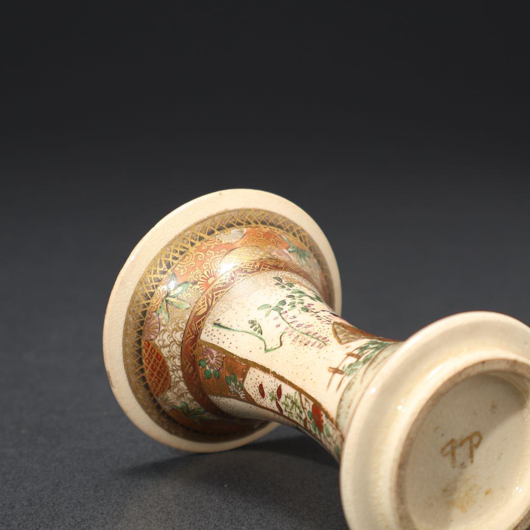 薩摩焼　花見図花瓶　骨董　里帰り　明治　R1573ダS