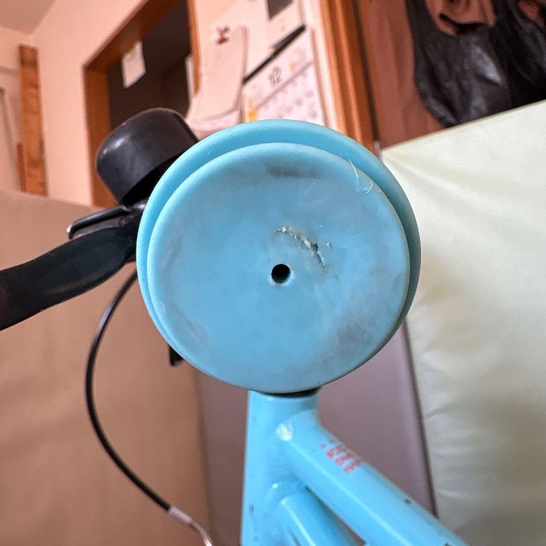 ヨツバサイクル　14インチ　ラムネブルー　子供用自転車 水色オレンジ 補助輪付き