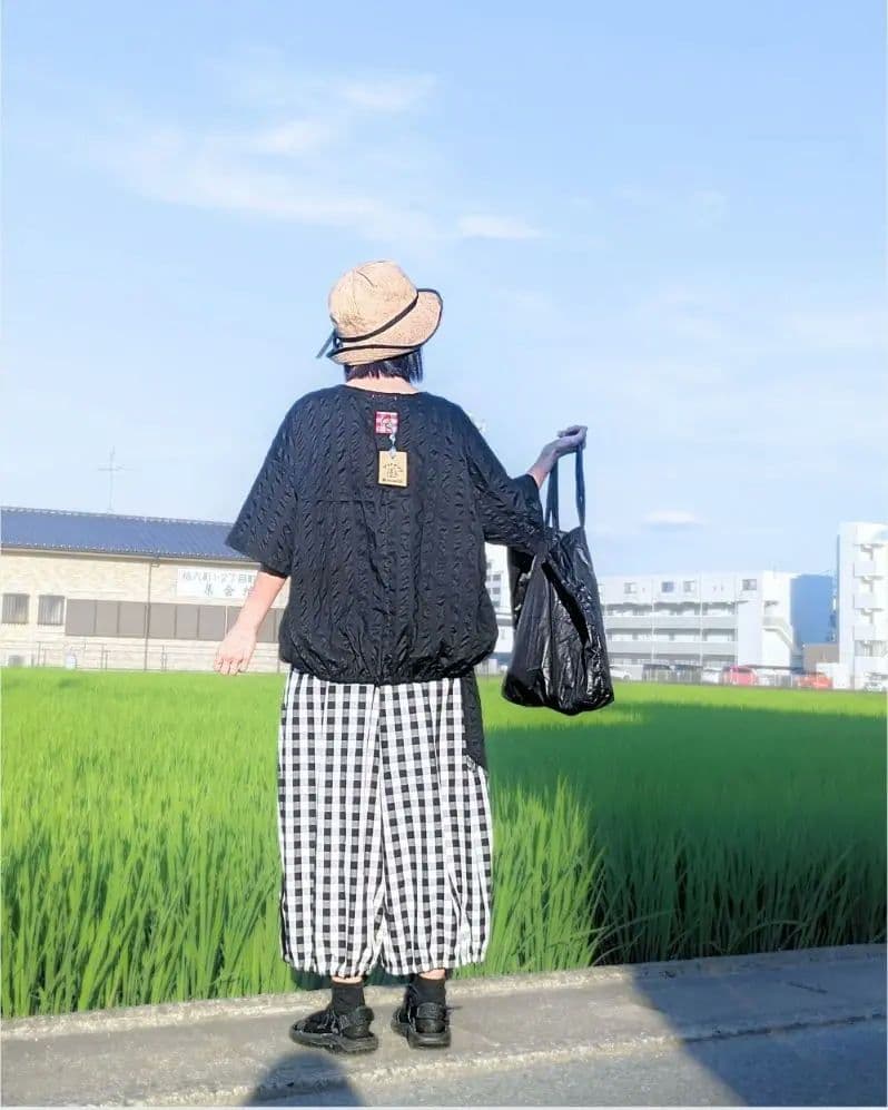 【リバティポケット】バルーンキュロット ギンガムチェック ゆったり ハンドメイド