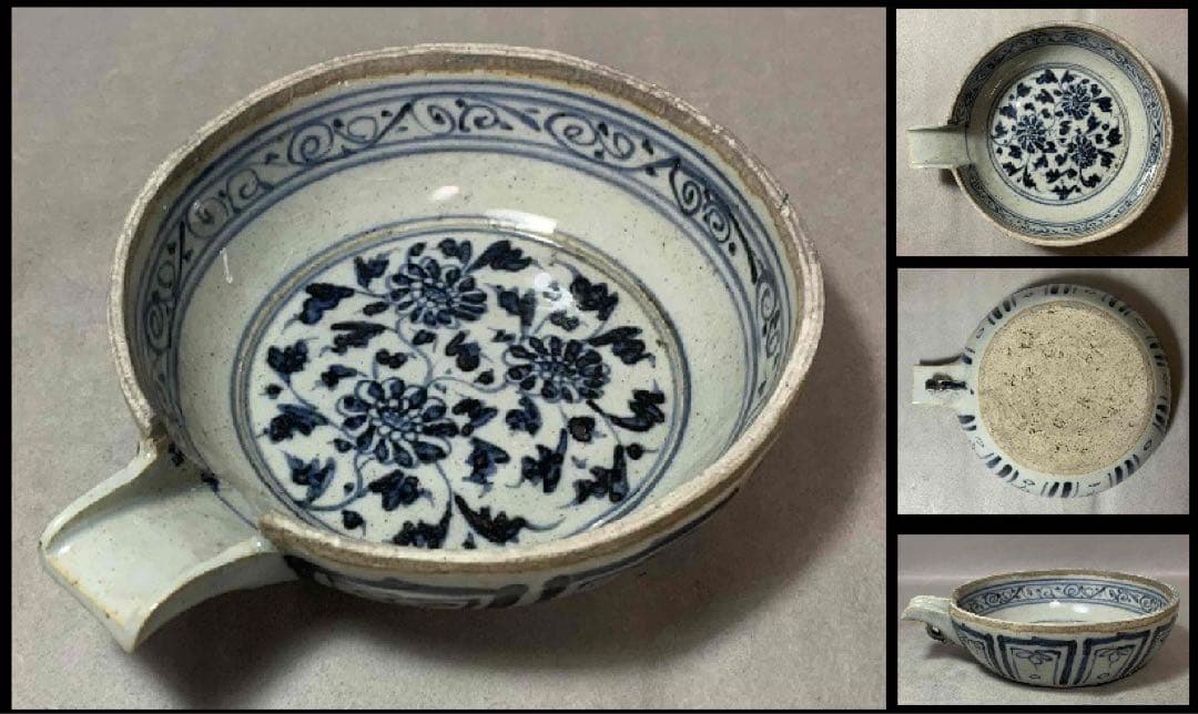 中国 染付花の絵片口　f2250905