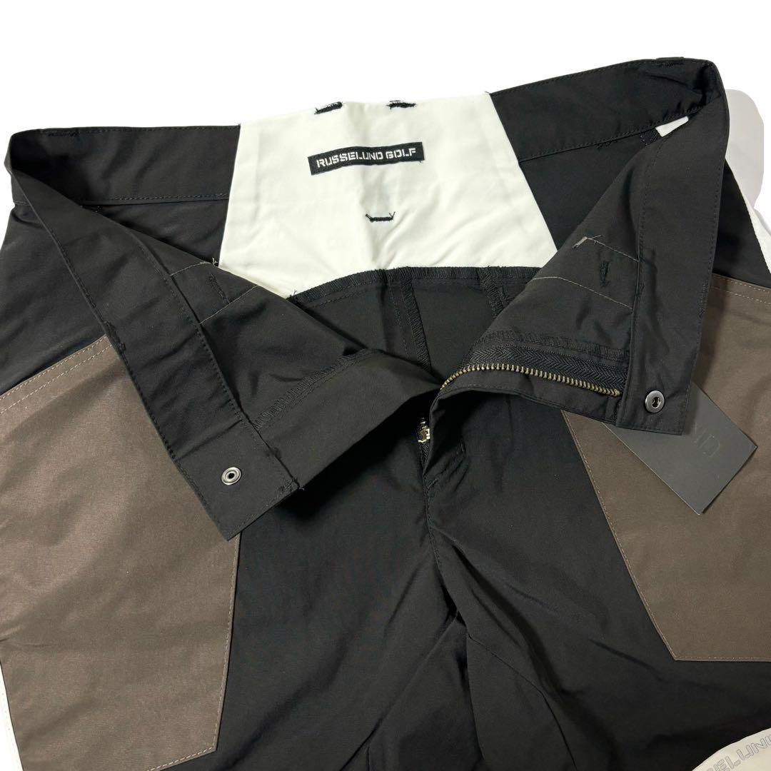 新品 ラッセルノ ゴルフ カラーパネル ショーツ ブラック L 5 ゴルフウェア