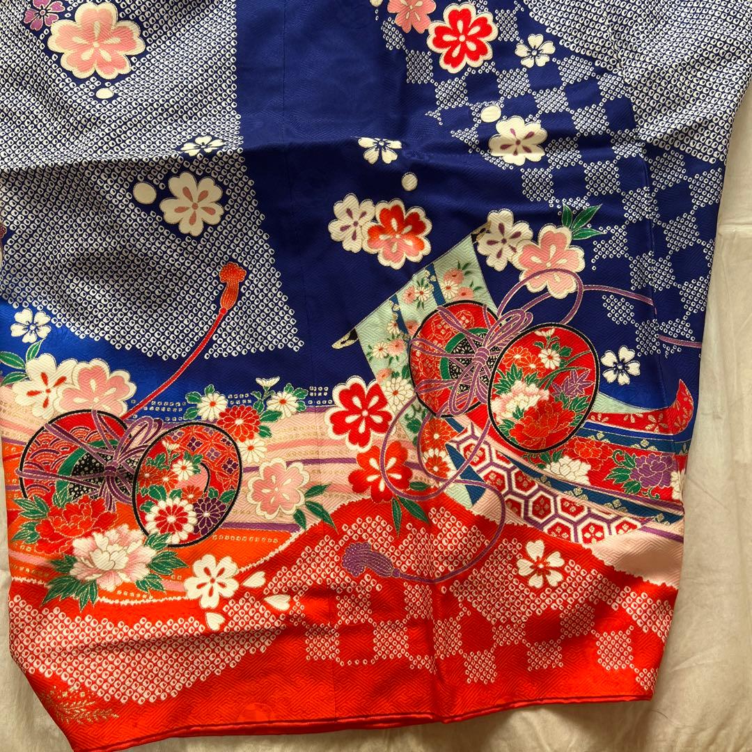 NICO！ 七五三　7歳　女の子着物セット　付け帯付き　草履　青しぼり調