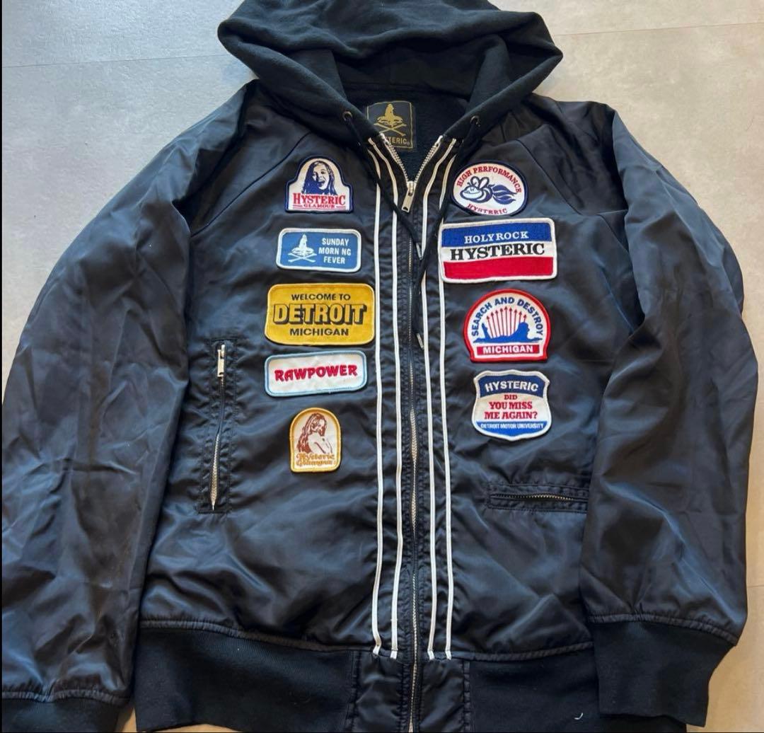 ヒステリックグラマー フード付きジャケット ブラック