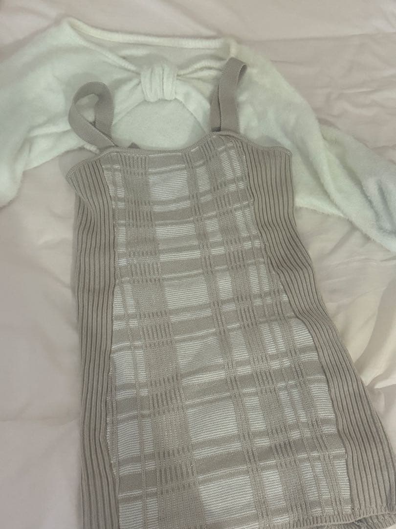 lip service リボン フェザーアンサンブル ニット ワンピース