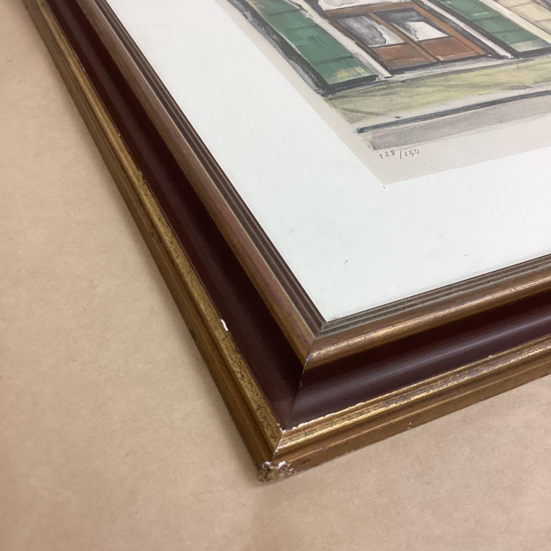 荻須高徳「金獅子亭」リトグラフ 128/150 直筆サイン入り 額装