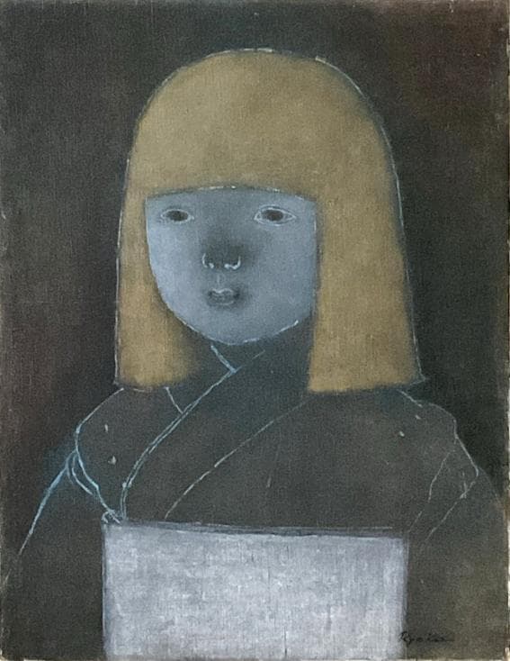 ❤️新作 油絵 菅家令子絵 絵画インテリアF6-010326 市松日本人形可愛い