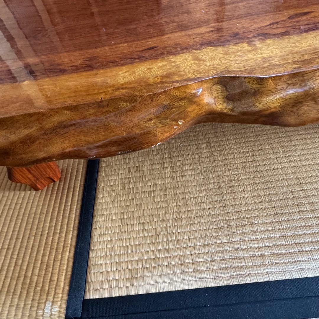 【希少】天然木 ローテーブル 1枚板 無垢材 ちゃぶ台　座卓 総無垢 極上木目