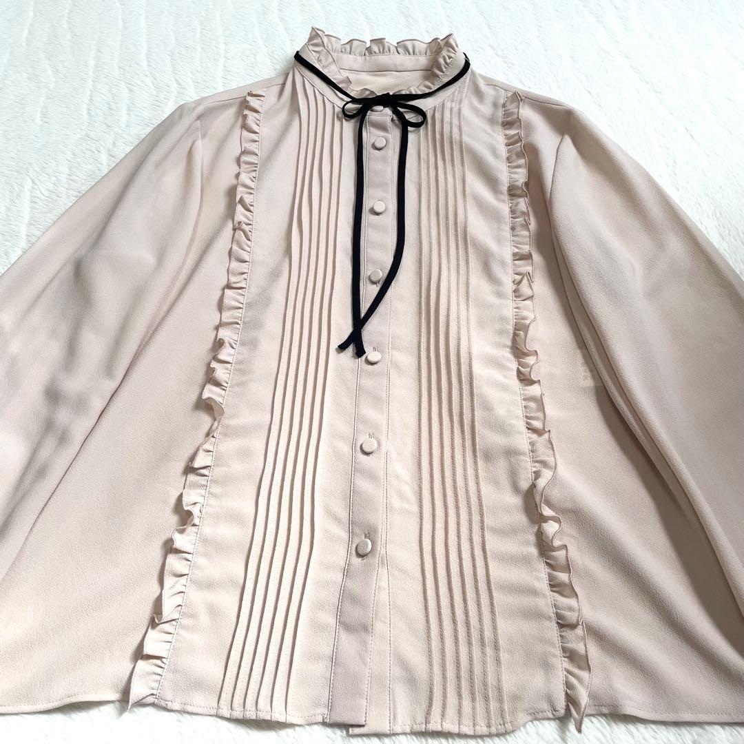 美品《LOULOU WILLOUGHBY》シフォンフリルブラウス リボン M