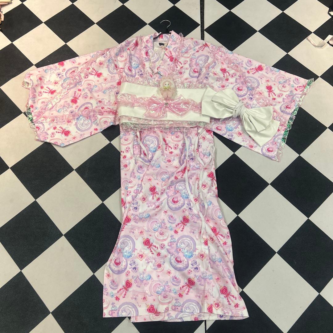 ACDRAG ピンク花柄浴衣・帯セット