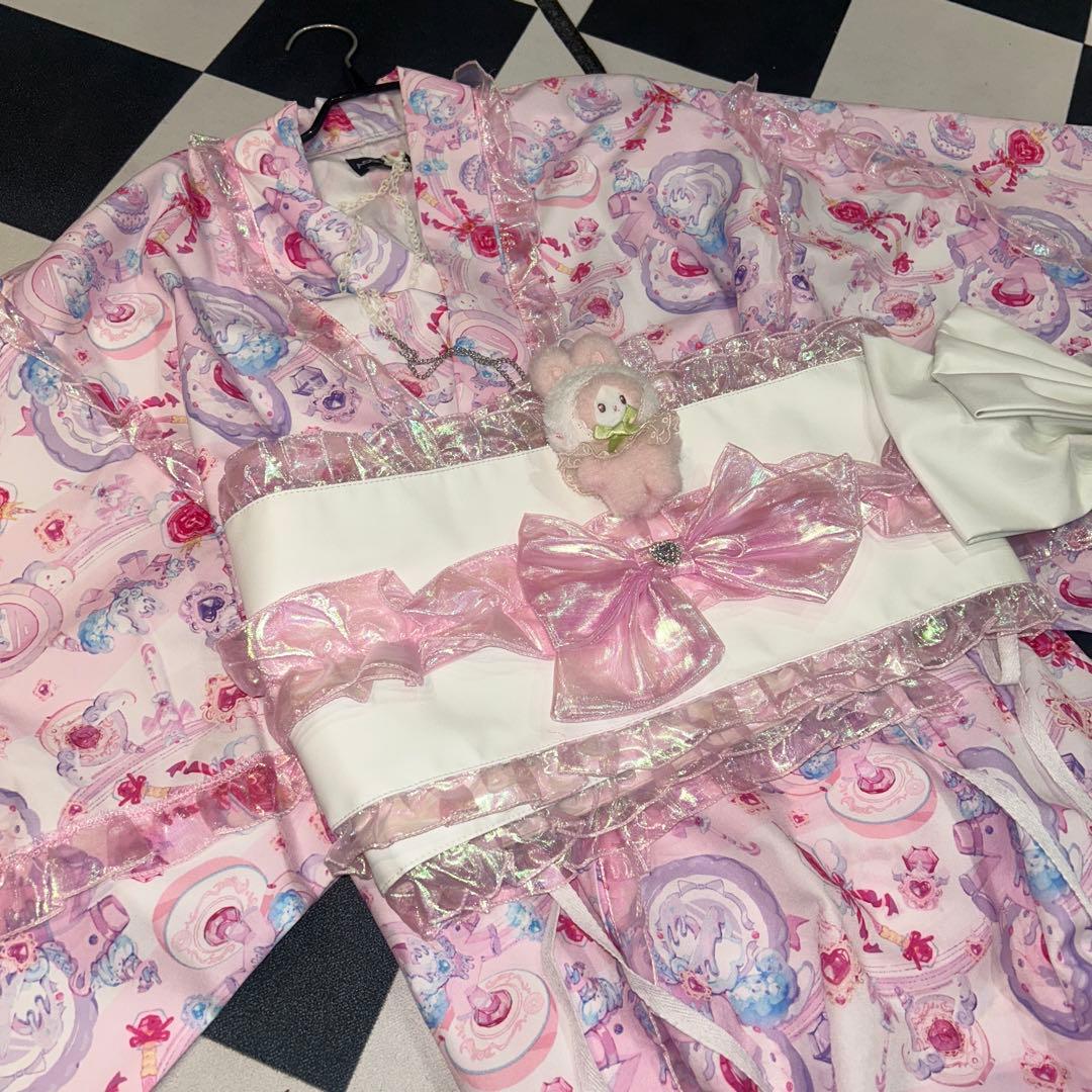 ACDRAG ピンク花柄浴衣・帯セット