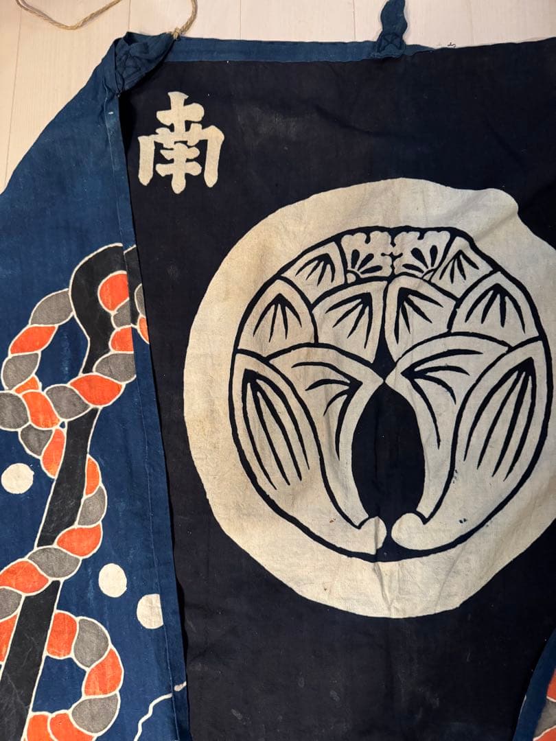 ②骨董レア品　日本古布　藍染木綿　東北馬飾り　観賞用、リメイク材料