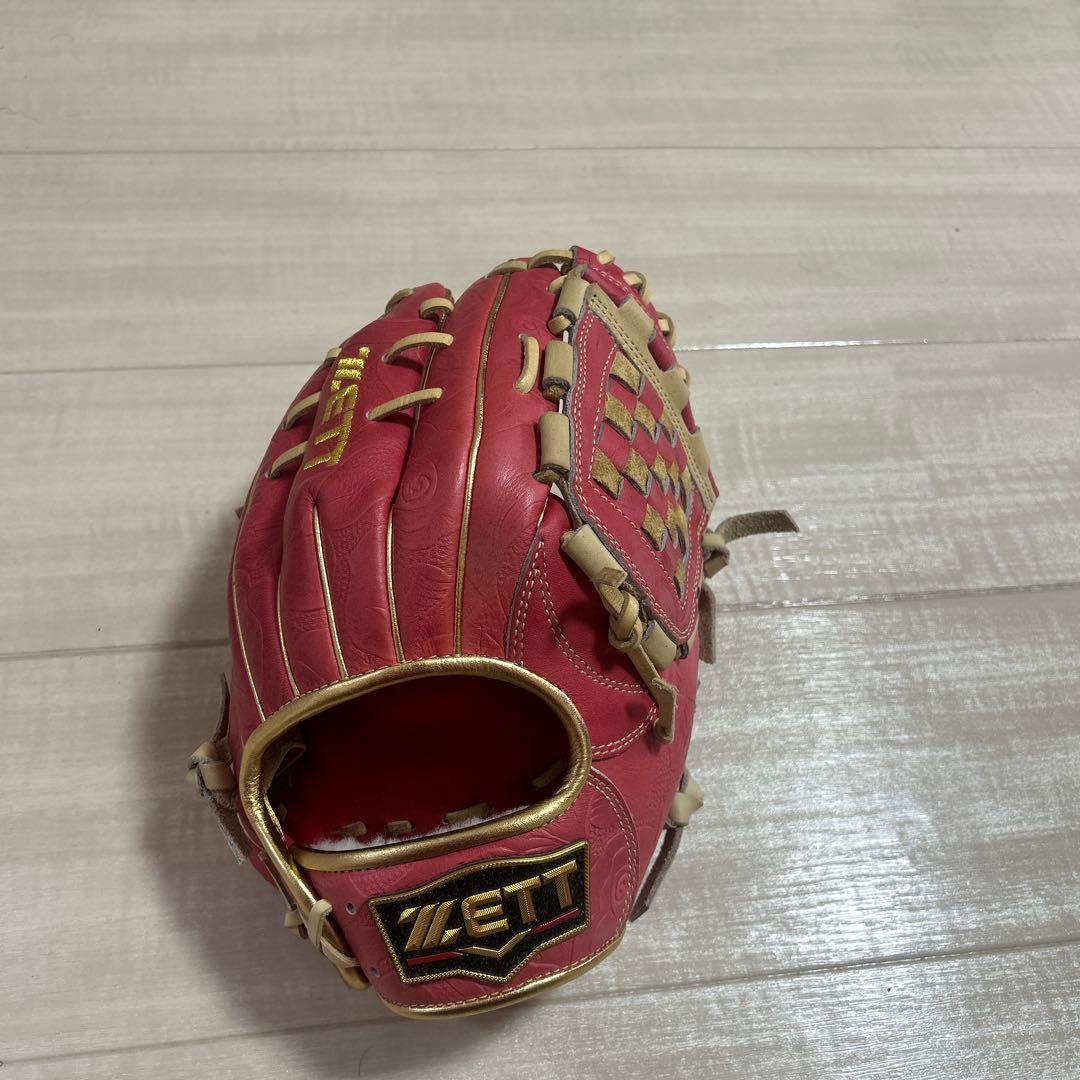 ZETT 野球グローブ レッド ウィーブデザイン