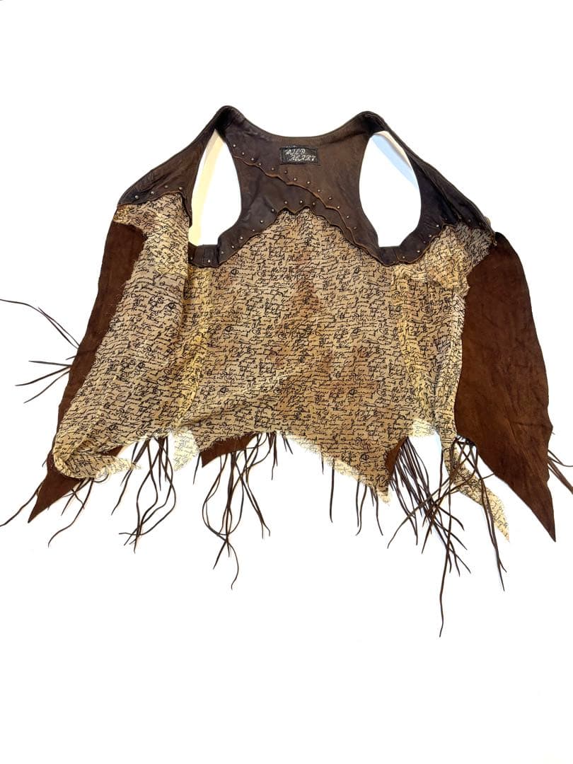 初期超貴重 激レアWILD HEART 天然石付きフェザーフリンジレザーベスト