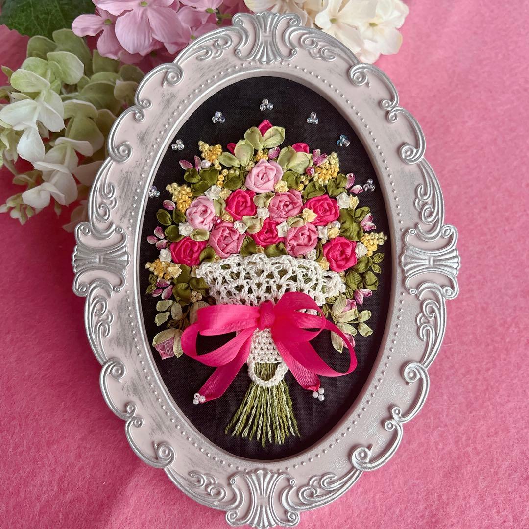 strawberry様♡専用です　ハンドメイド　 リボン刺繍フレーム