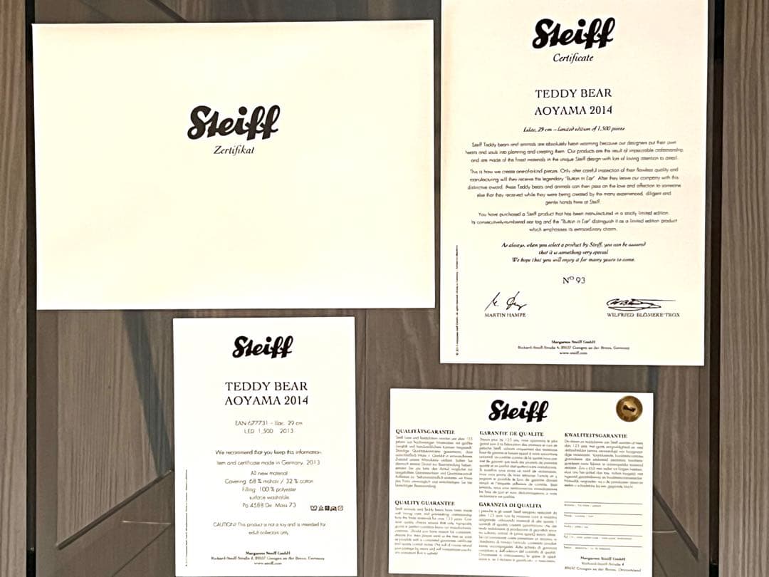 新品未使用　Steiff シュタイフ　お洒落ベア