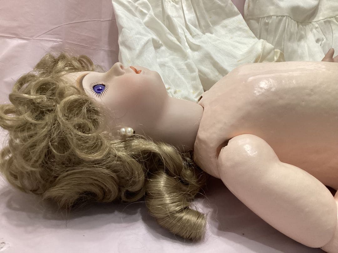 ビスクドール　スタイナー　アンティークドール　ヴァイオレットアイ　 青白ドレス