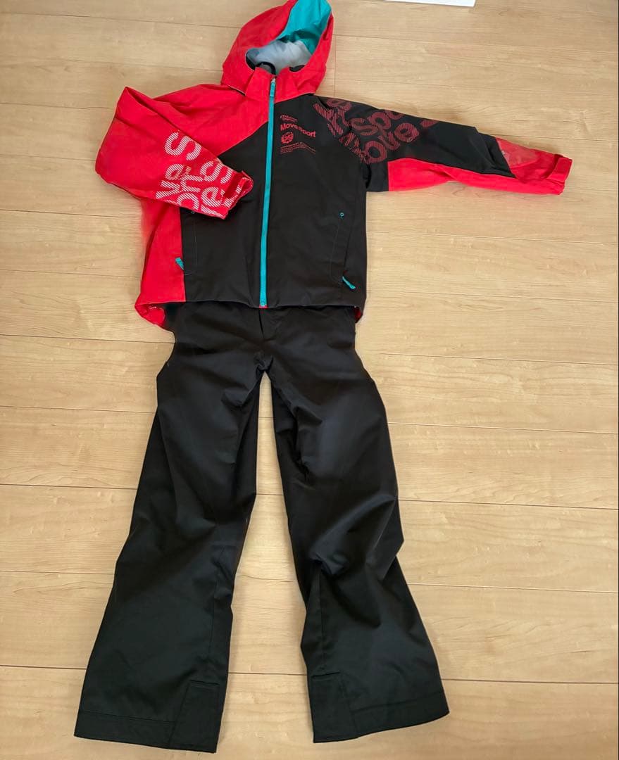 デサント　ジュニアスキーウェア 上下セット　赤/黒 フード付き160