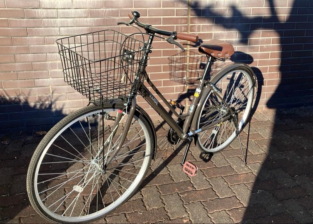 -値下げ-【極美品】26インチ シティサイクル ブラウン バスケット付き