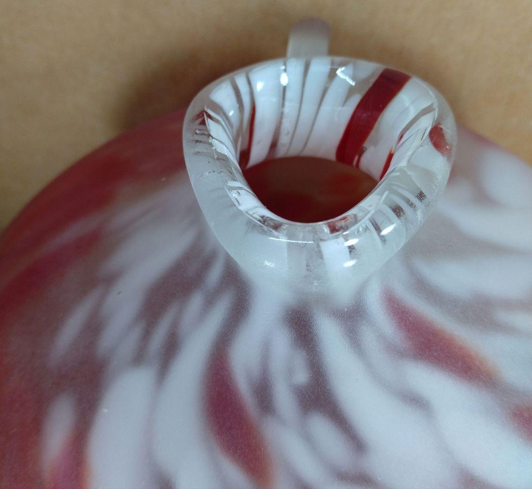 【本物保証】藤田喬平 手吹 花瓶(赤) 共箱 無傷 高さ約12㎝ ガラス芸術の雄