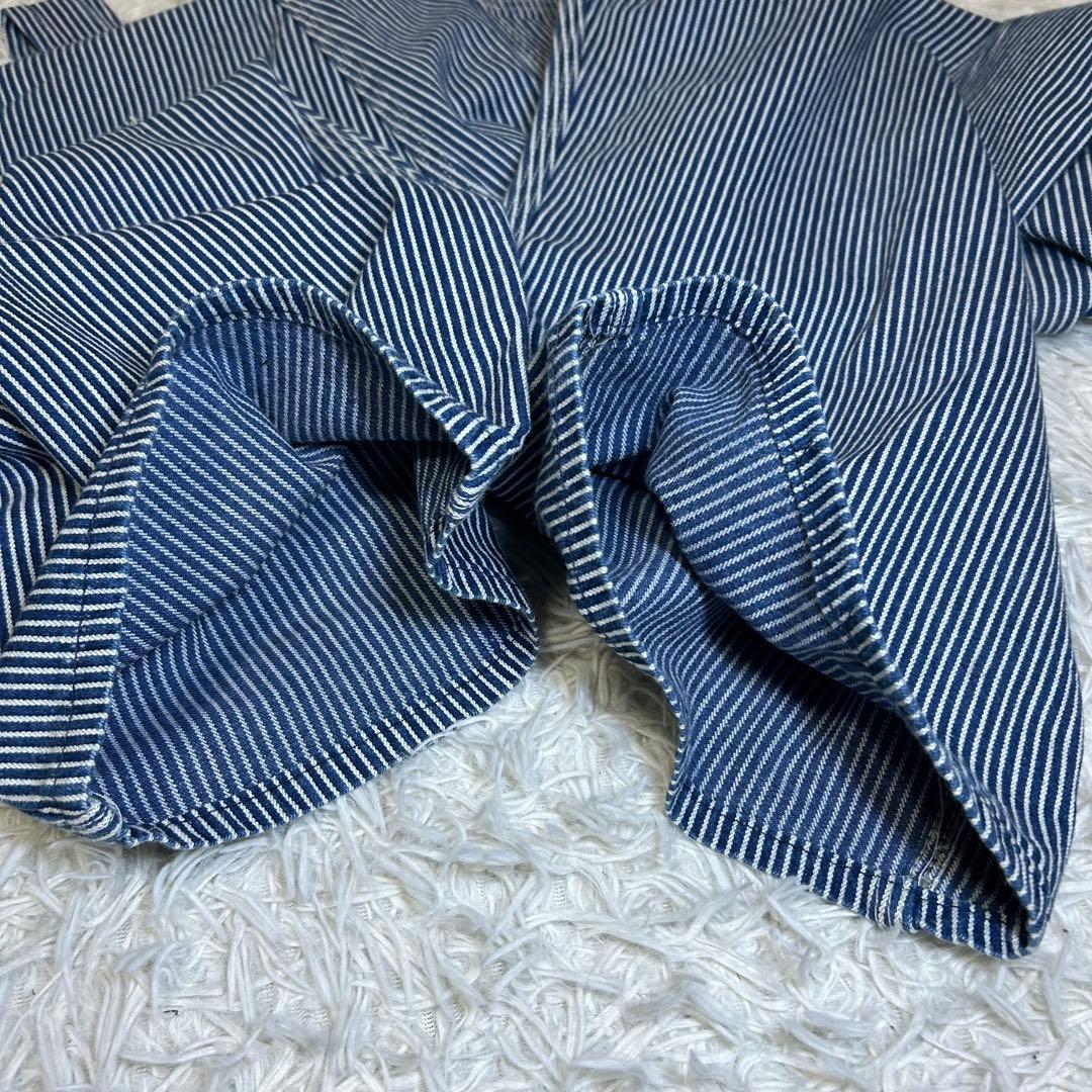 KEY オーバーオール　ヒッコリー 大きめ w42 サロペット　オールインワン