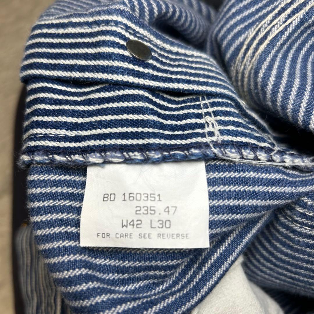 KEY オーバーオール　ヒッコリー 大きめ w42 サロペット　オールインワン