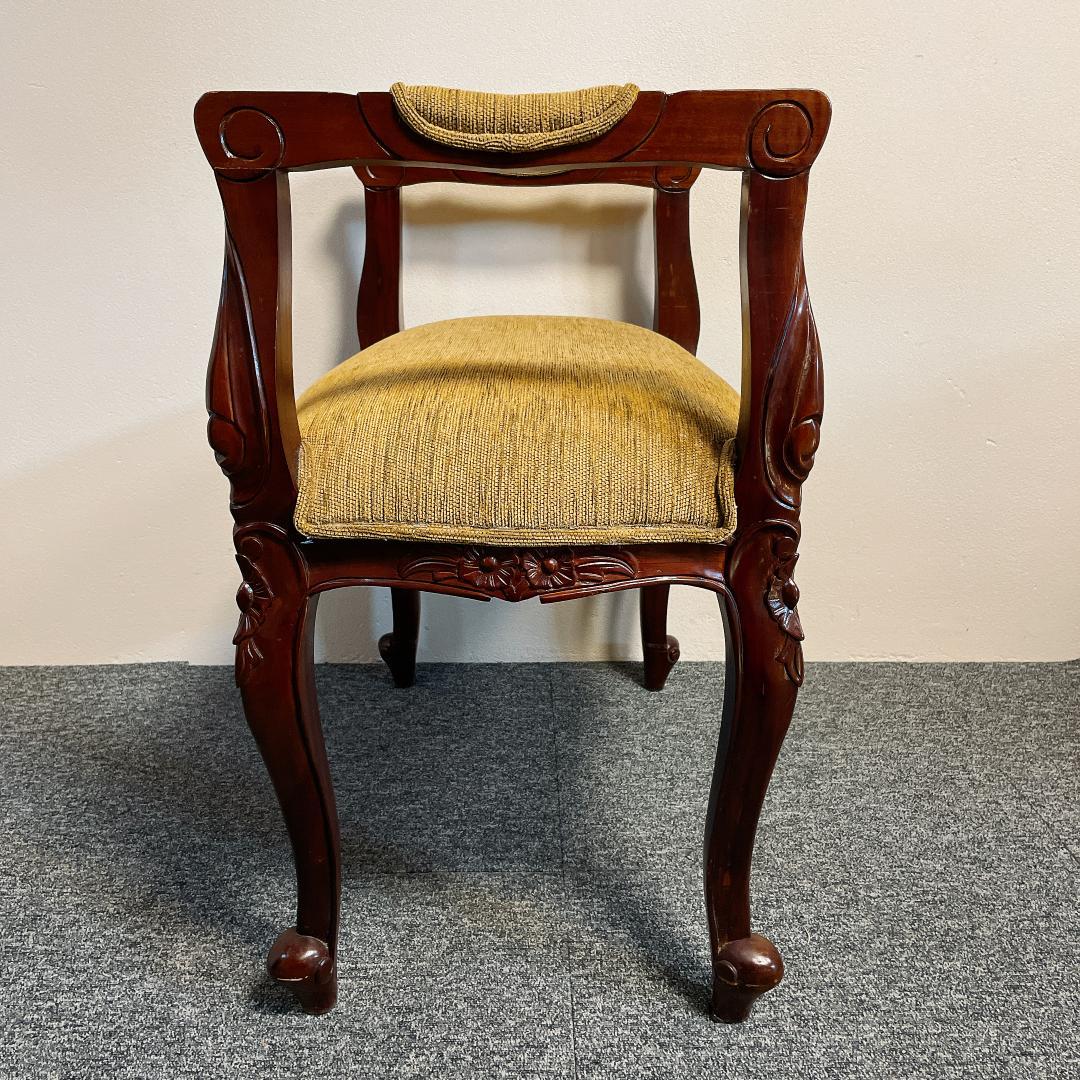 アンティーク調 彫刻 猫脚 ベンチ スツール クッション 椅子 ロココ調 豪華