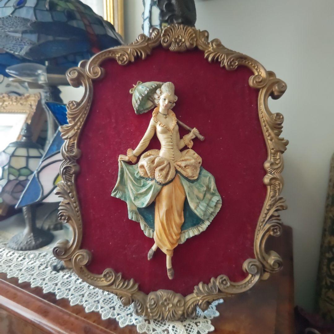 アート　壁掛け　天使　アンティークゴールド　彫刻　ヨーロピアン　骨董　ロココ