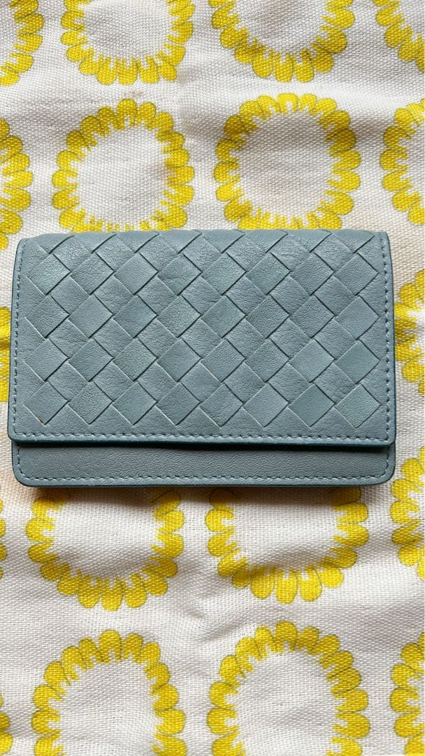 BOTTEGA VENETA ライトブルー 編み込み名刺入れ